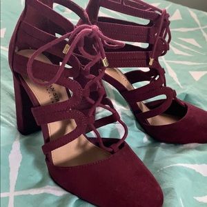 Burgundy Tie Up Heels